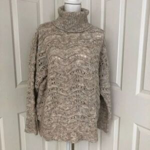 FRNCH Cable Knit Turtleneck Sweater Small/Medium
